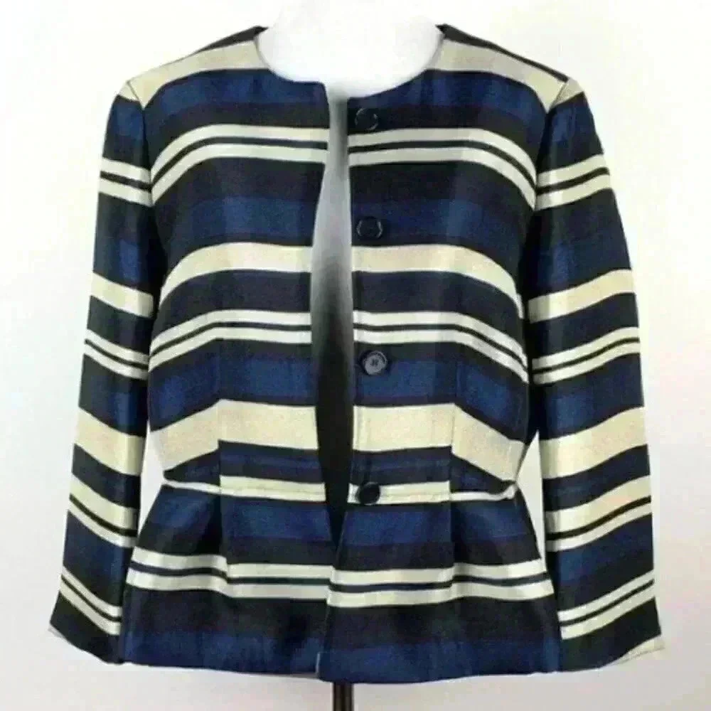 New Ann Taylor blazer sz 10 stripes peplum career